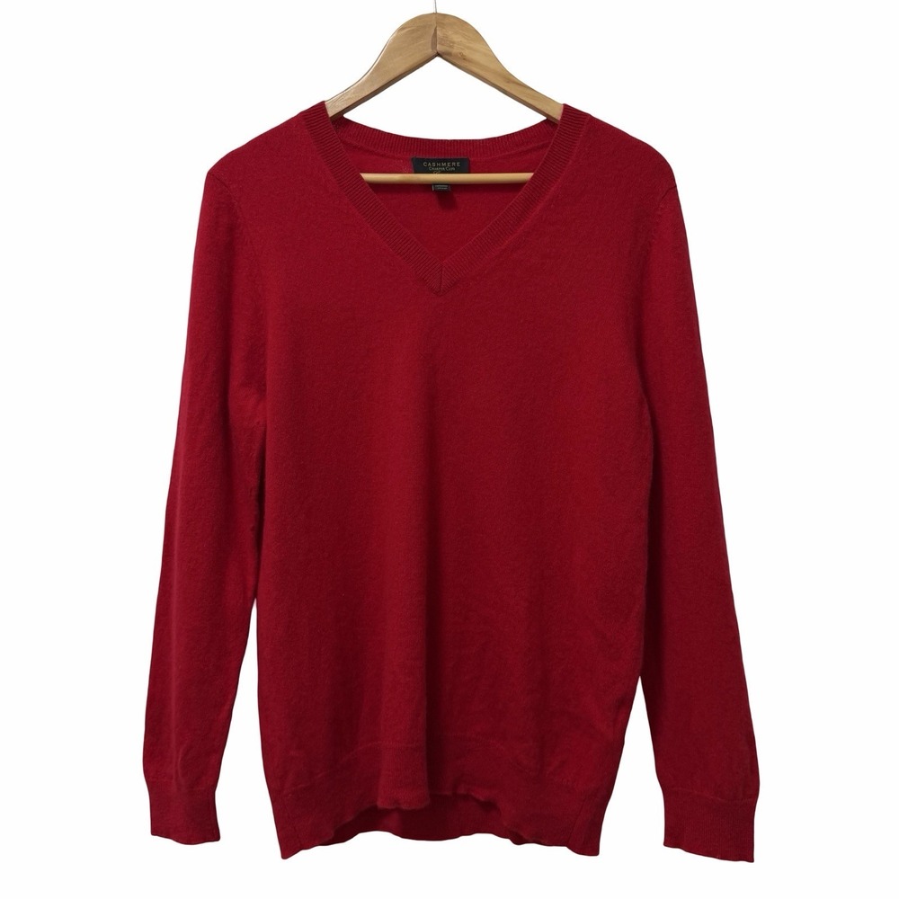 Charter Club Womens Cashmere V Neck Sweater Size XXL‎ Red Holiday Christmas Luxe